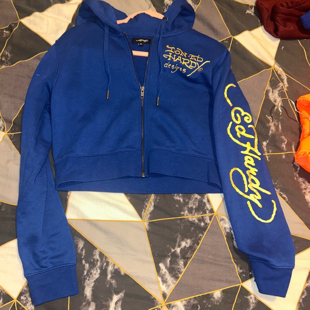 Ed Hardy Vibrant Blue Zip-Up Hoodie